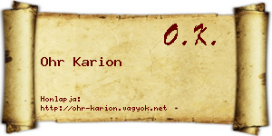 Ohr Karion névjegykártya